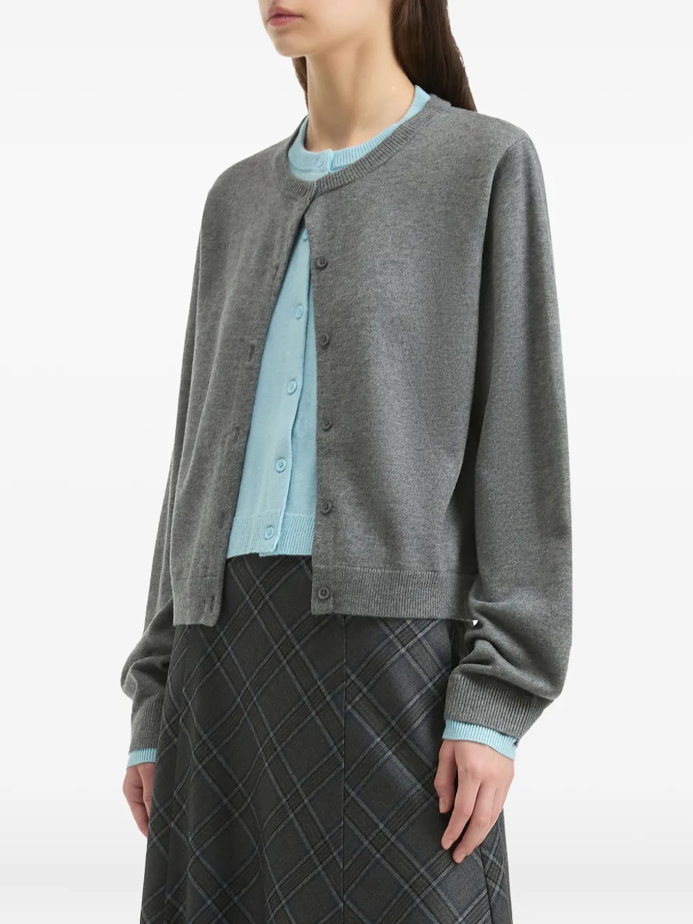 B+ab Button-detailed Cropped Cardigan In Gray
