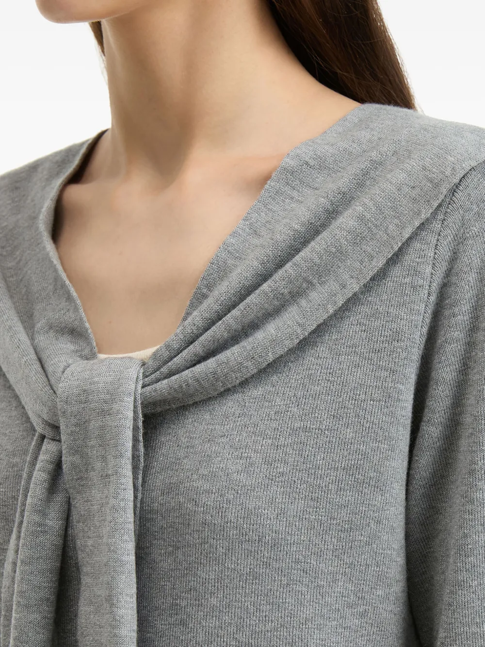 b+ab Trui met gestrikte hals en matrozenkraag Grijs