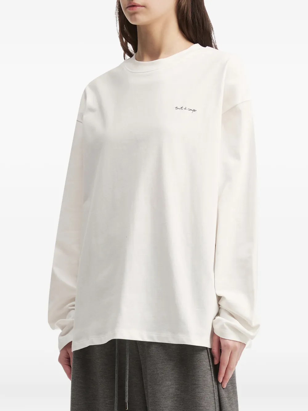 Tout A Coup Embroidered-logo Long-sleeve T-shirt In White
