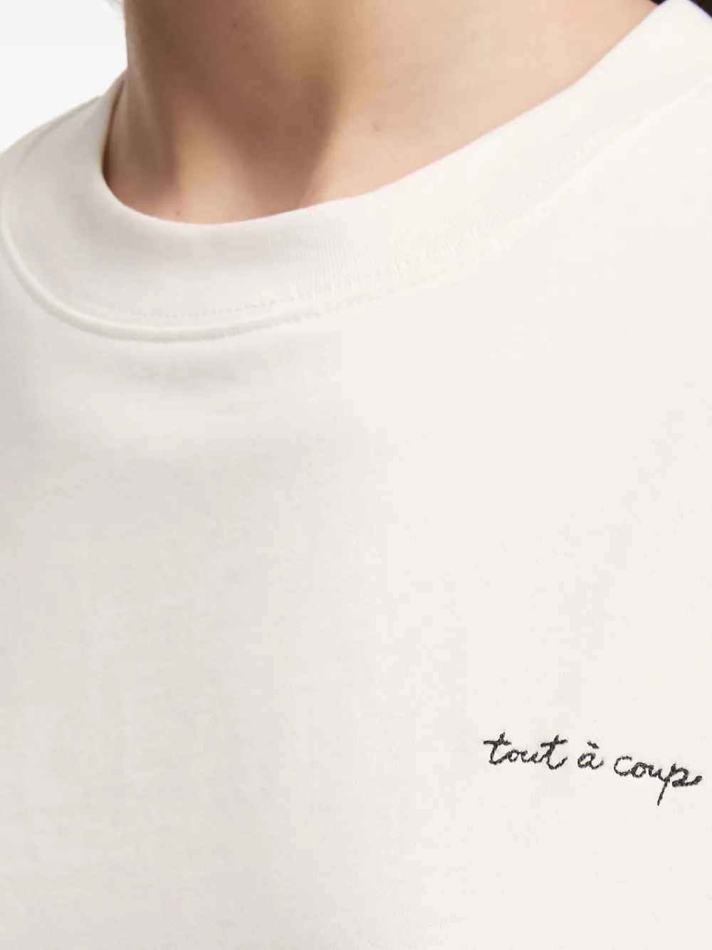 Tout A Coup Embroidered-logo Long-sleeve T-shirt In White