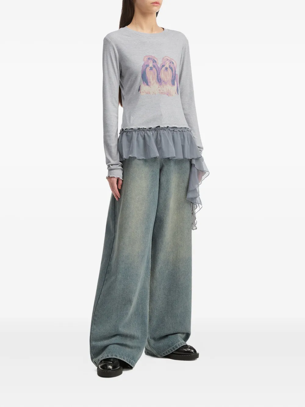 tout a coup dog-print ruffle-hem T-shirt | T-Shirts & Jersey Shirts | Image 2