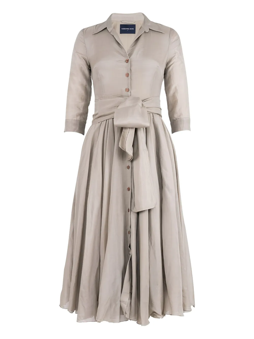 Samantha Sung Aster Belted Shirt Midi Dress In Neutral