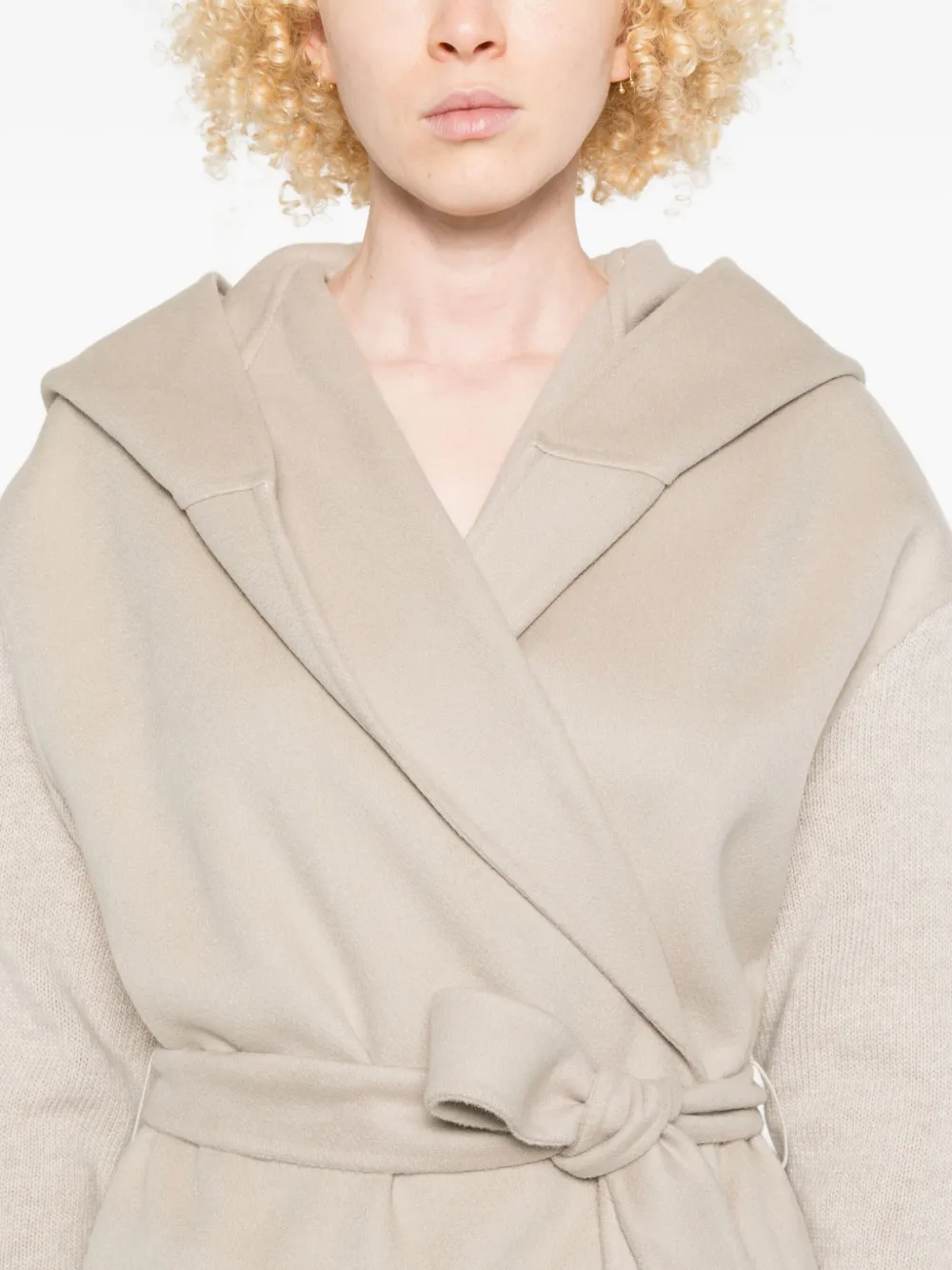 Herno Hooded Belted Coat In Multi