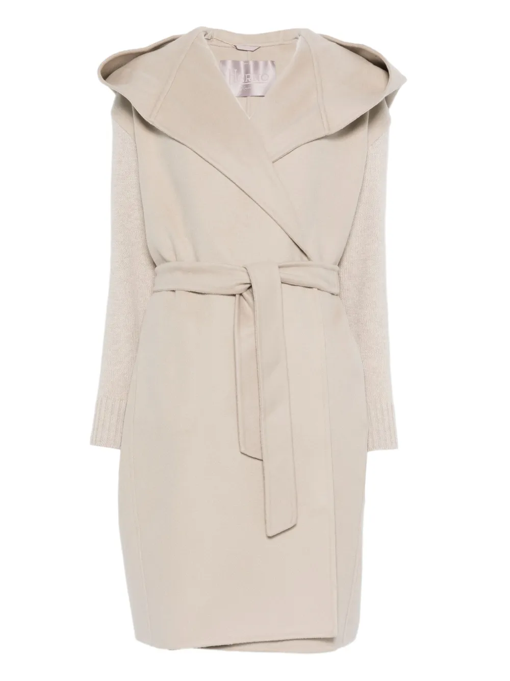 Herno Hooded Belted Coat In Multi