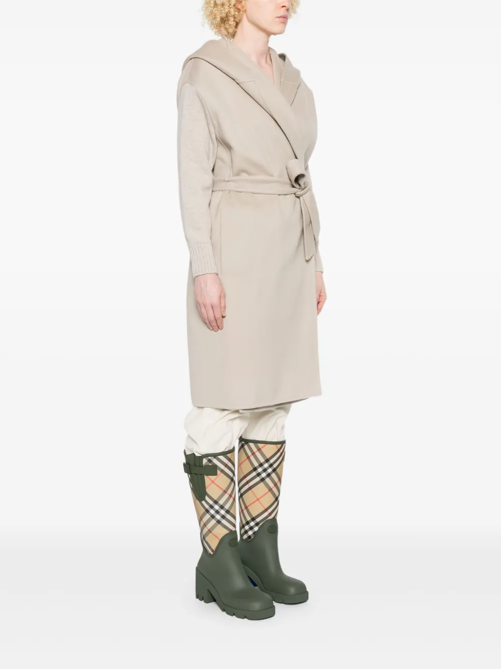 Herno Hooded Belted Coat In Multi