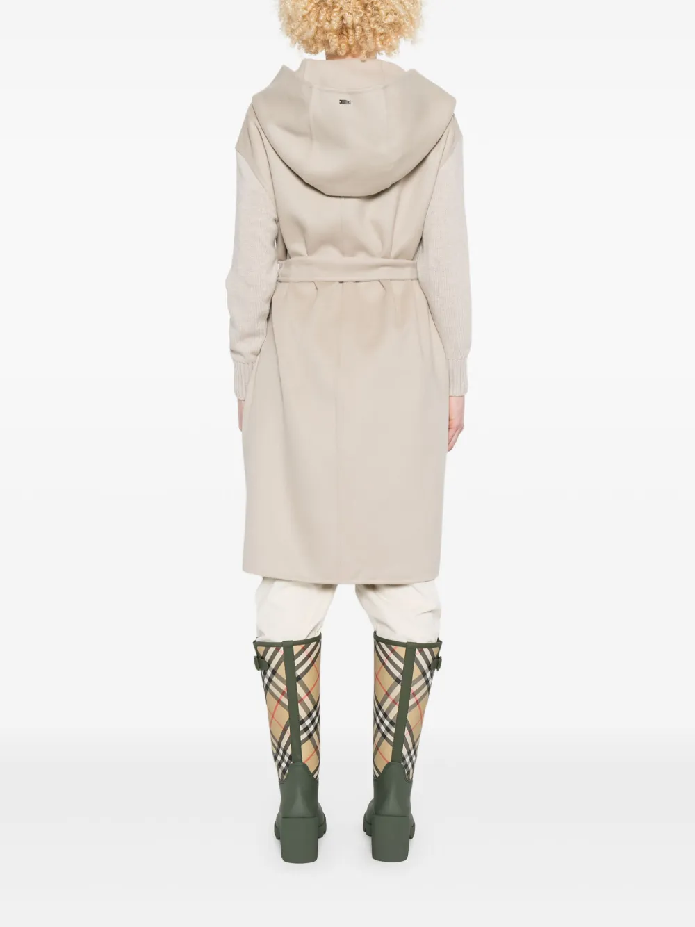 Herno Hooded Belted Coat In Multi