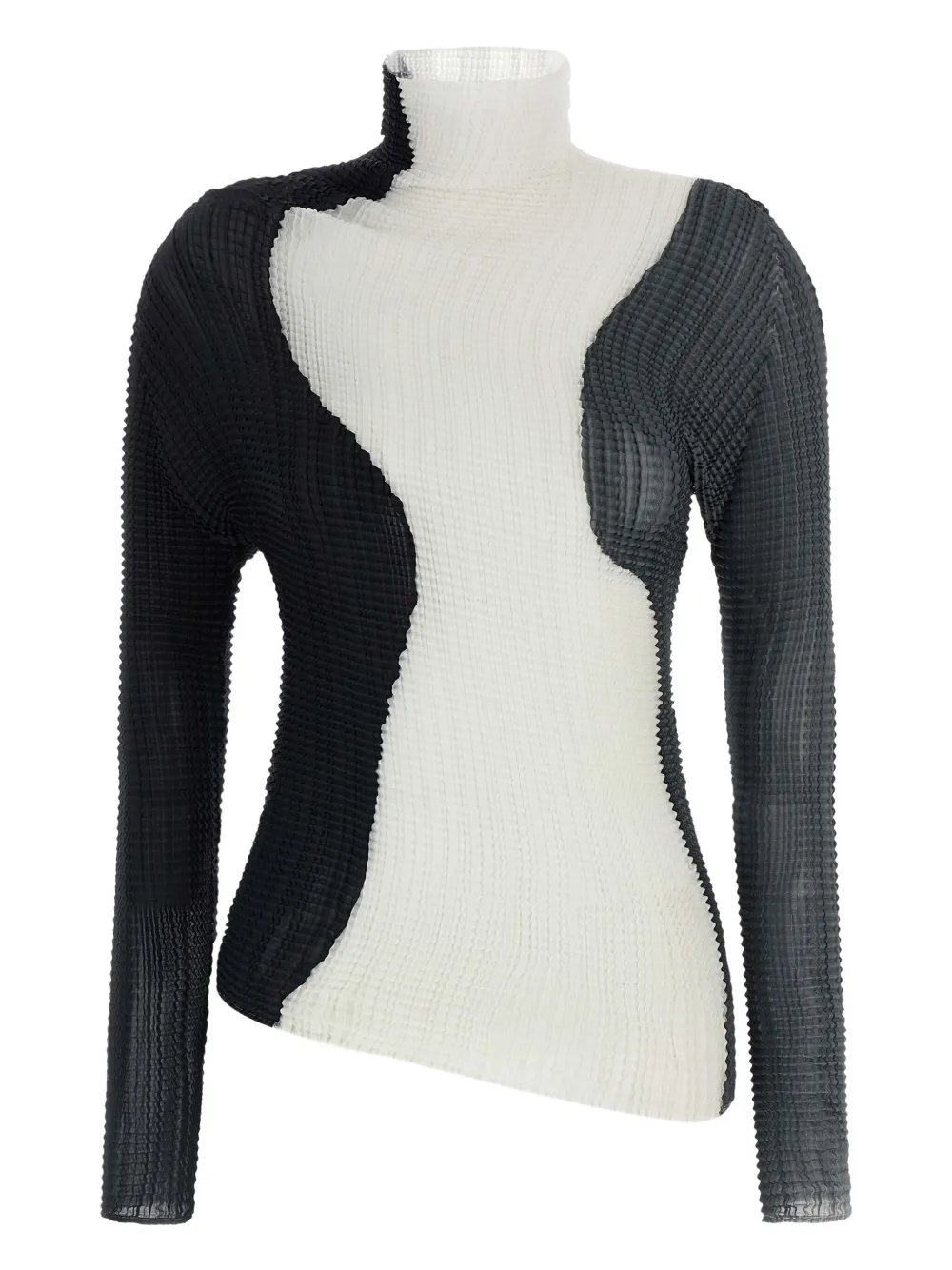 Issey Miyake Pleated High-neck Blouse In White