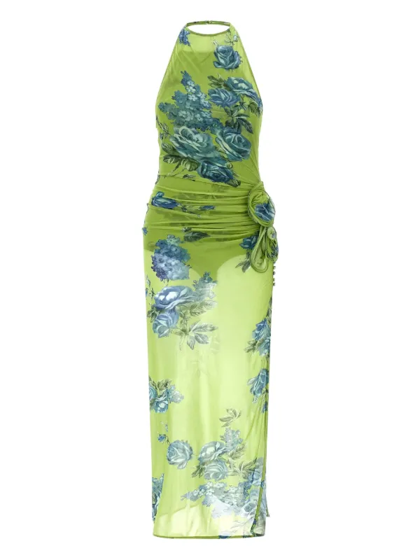 Magda Butrym floral-print side-slit Midi Dress | Green | FARFETCH ID