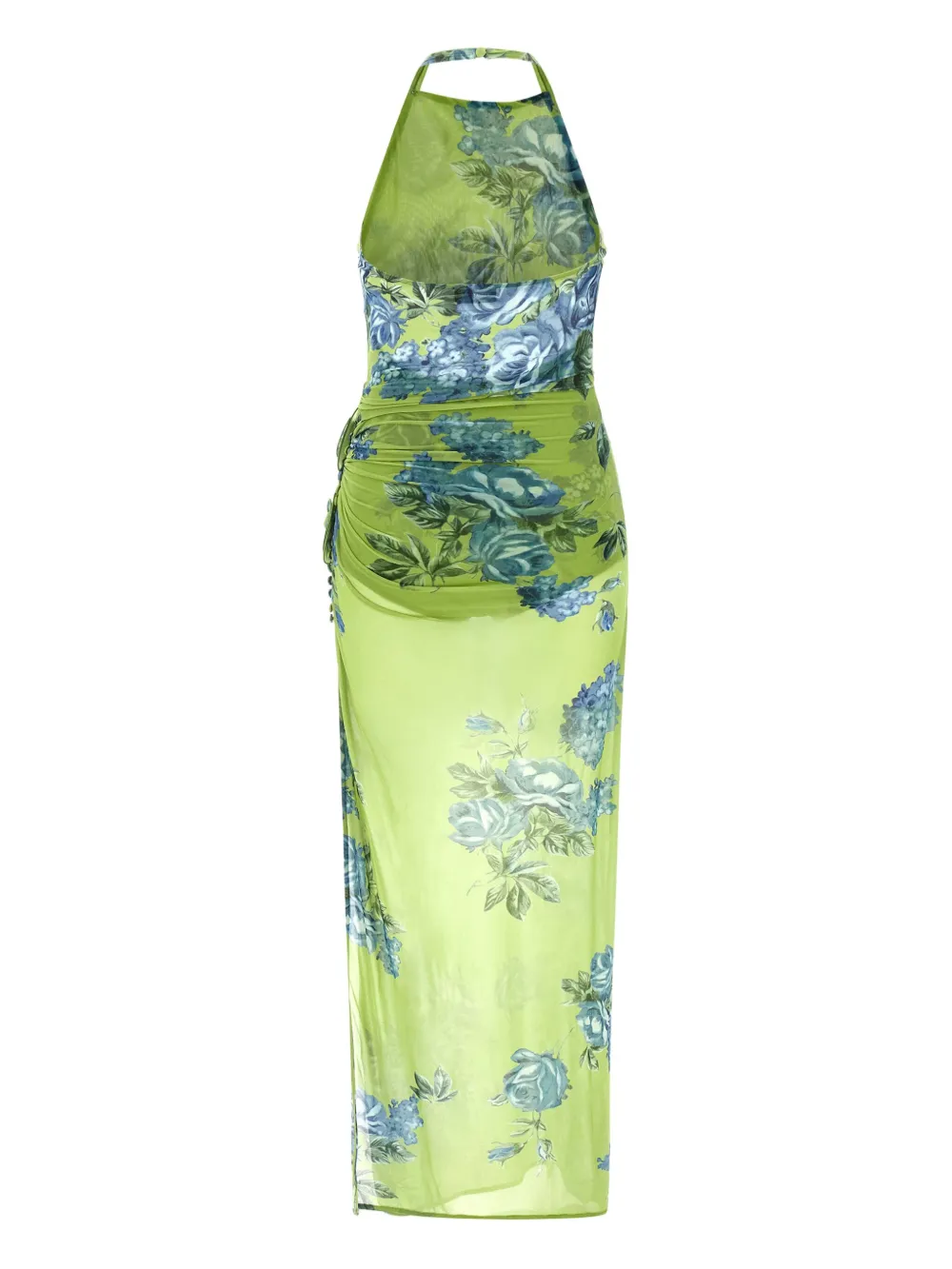 Magda Butrym Midi-jurk met bloemenprint en zijsplit - Groen