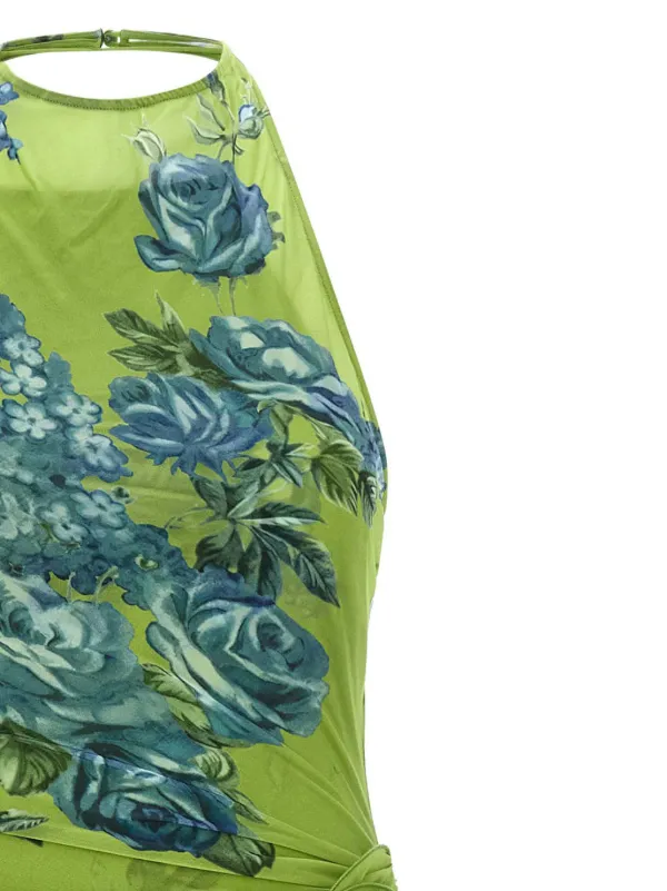 Magda Butrym floral-print side-slit Midi Dress | Green | FARFETCH ID