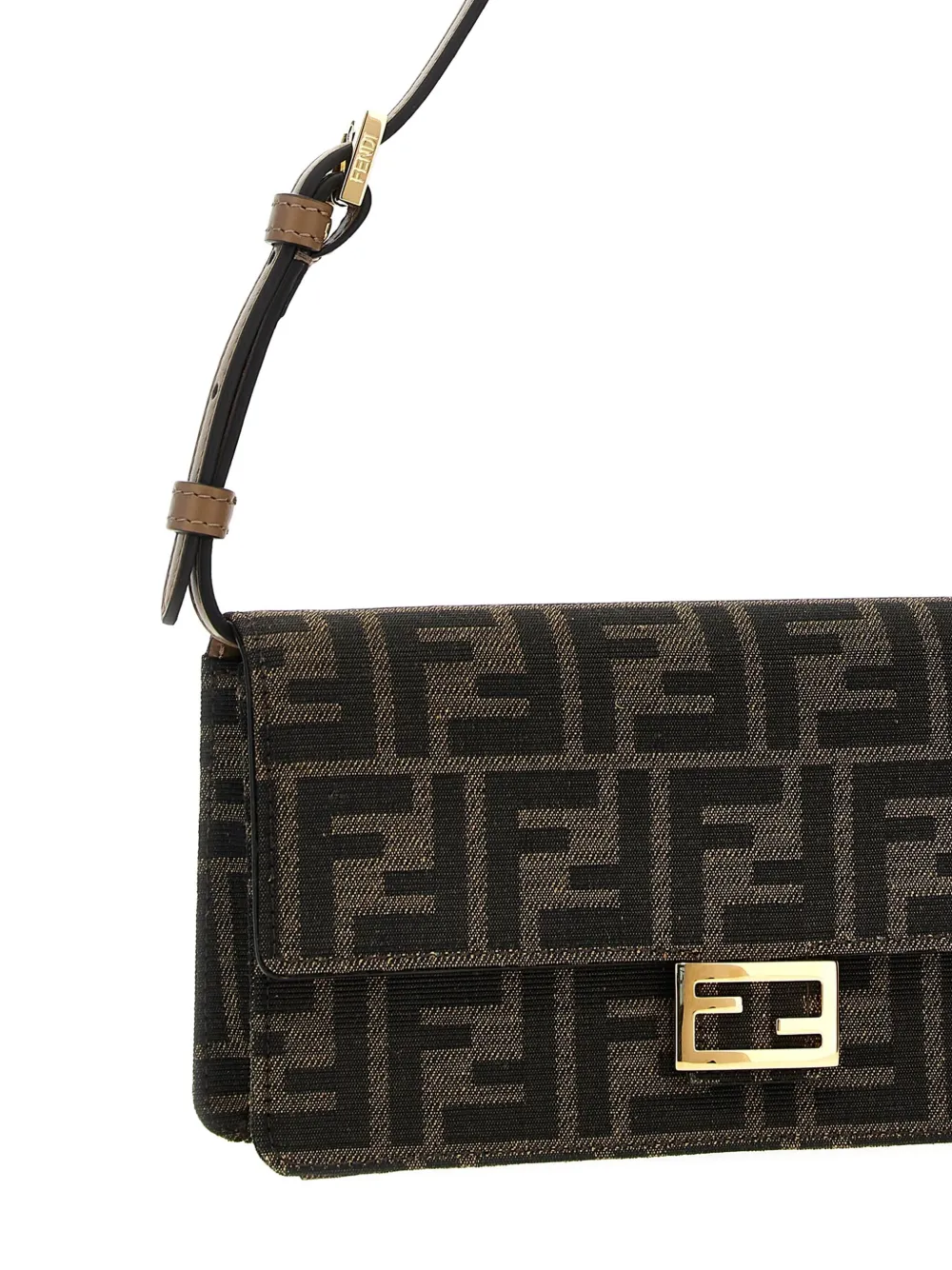 Fendi Ff Baguette Jacquard Flap Wallet In Burgundy
