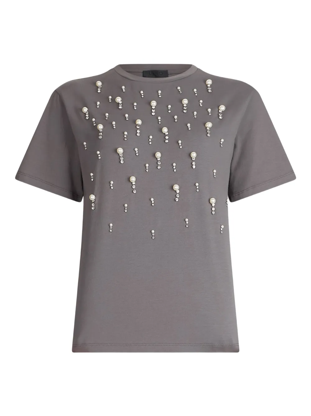 Liu •jo T-shirt With Pearls And Rhinestones In Multi