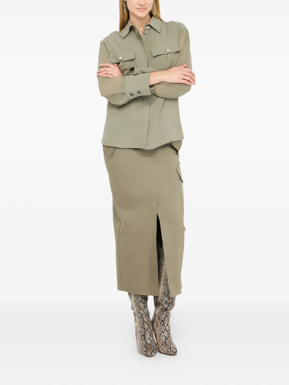 LIU JO Gabardine overshirt jacket - Groen