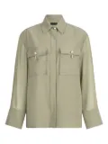 LIU JO pearl-embellished flap-pocket shirt - Green