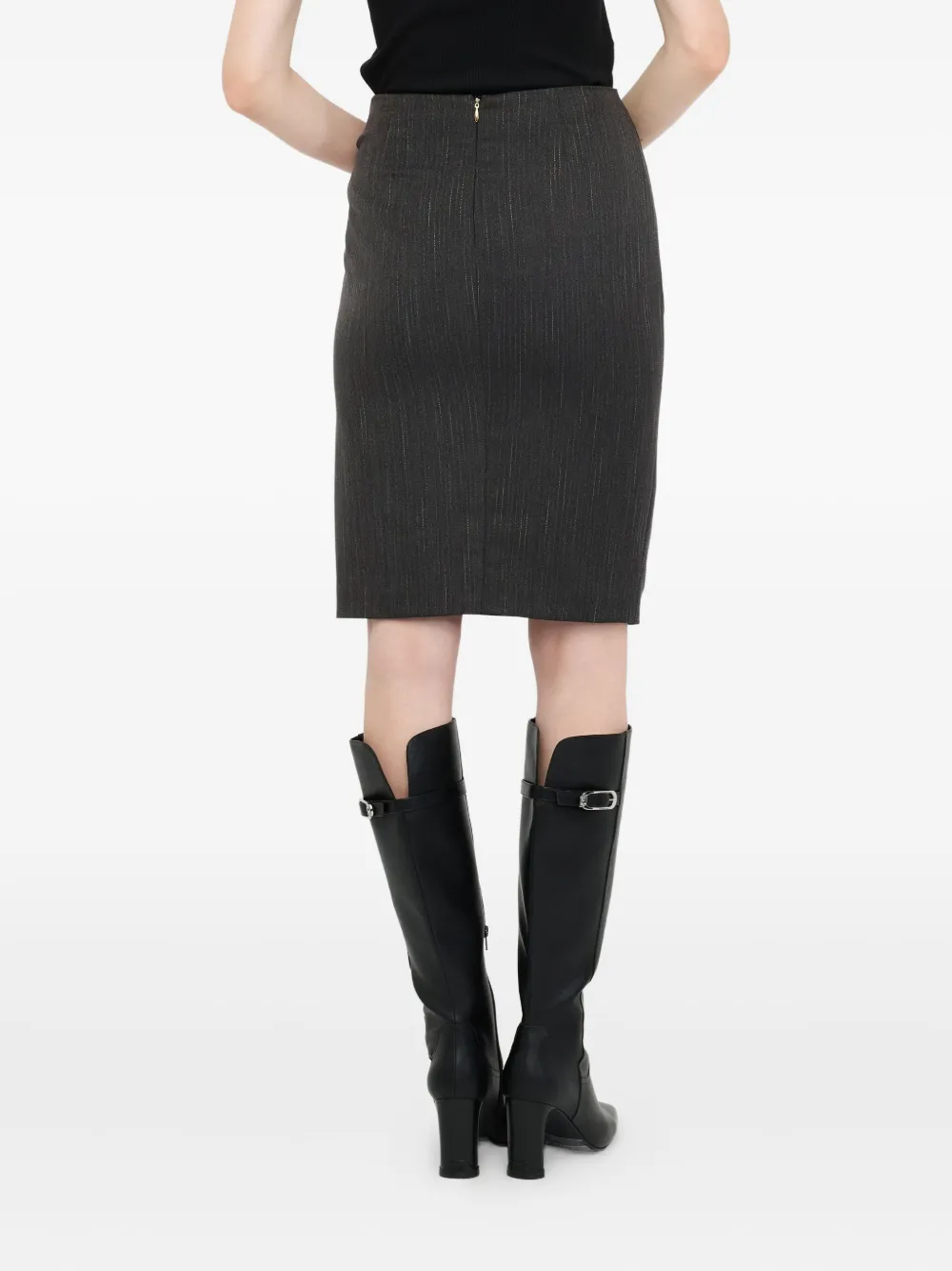 Liu •jo Pinstripe Skirt With Lace In Black