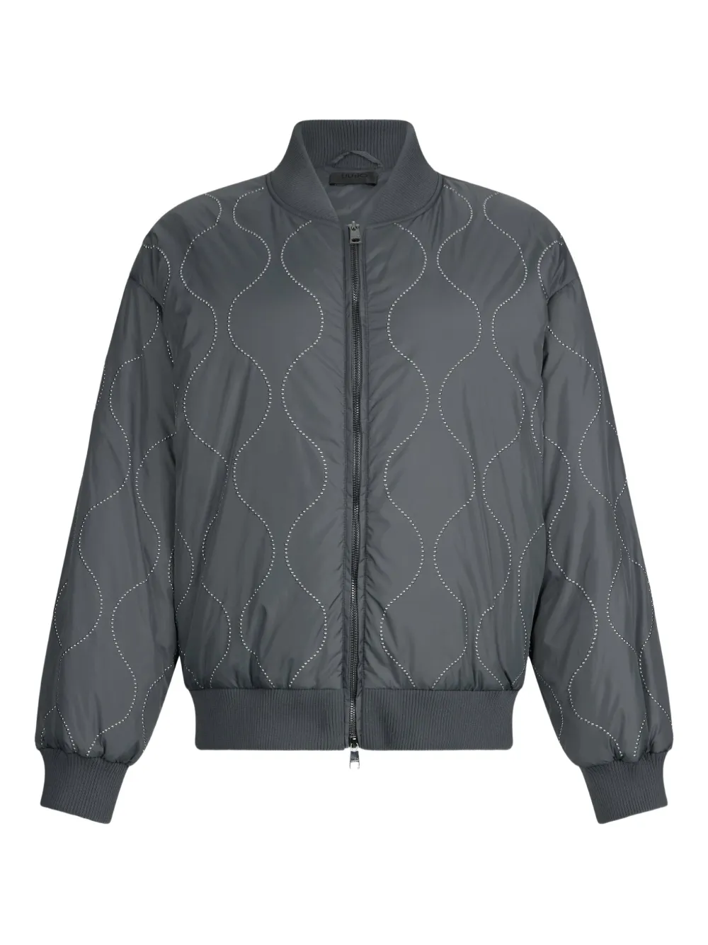 Liu •jo Nylon Bomber Jacket With Studs In Gray