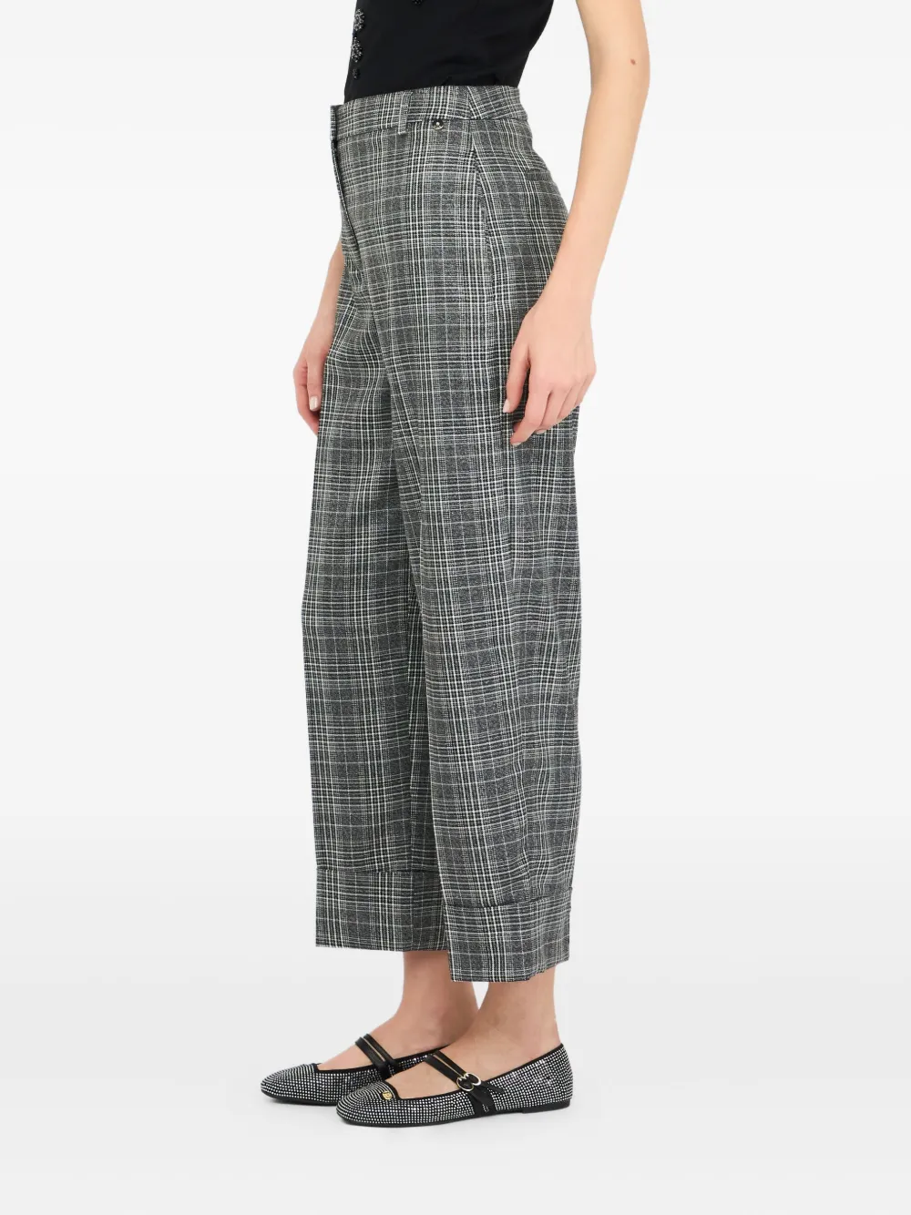 Liu •jo Glen Plaid Trousers In Gray