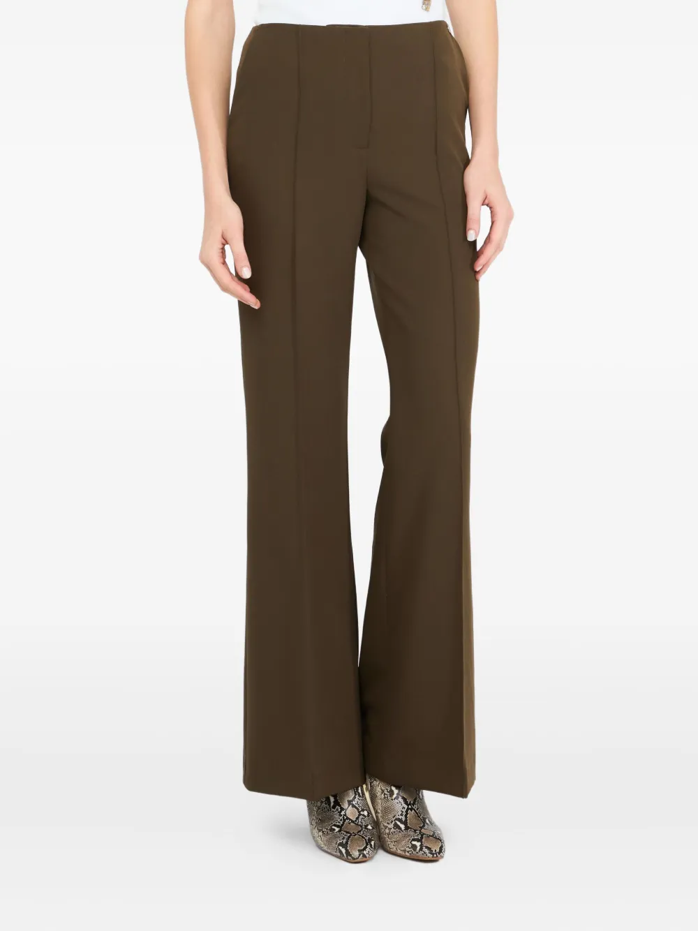 Liu •jo Smart Flared Trousers In Brown