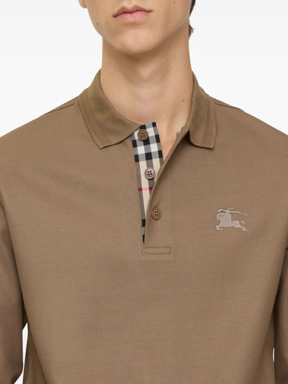 Burberry Poloshirt met lange mouwen Bruin