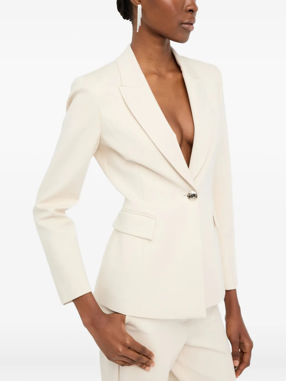Liu •jo Blazer With Brooch Detail In Neutral