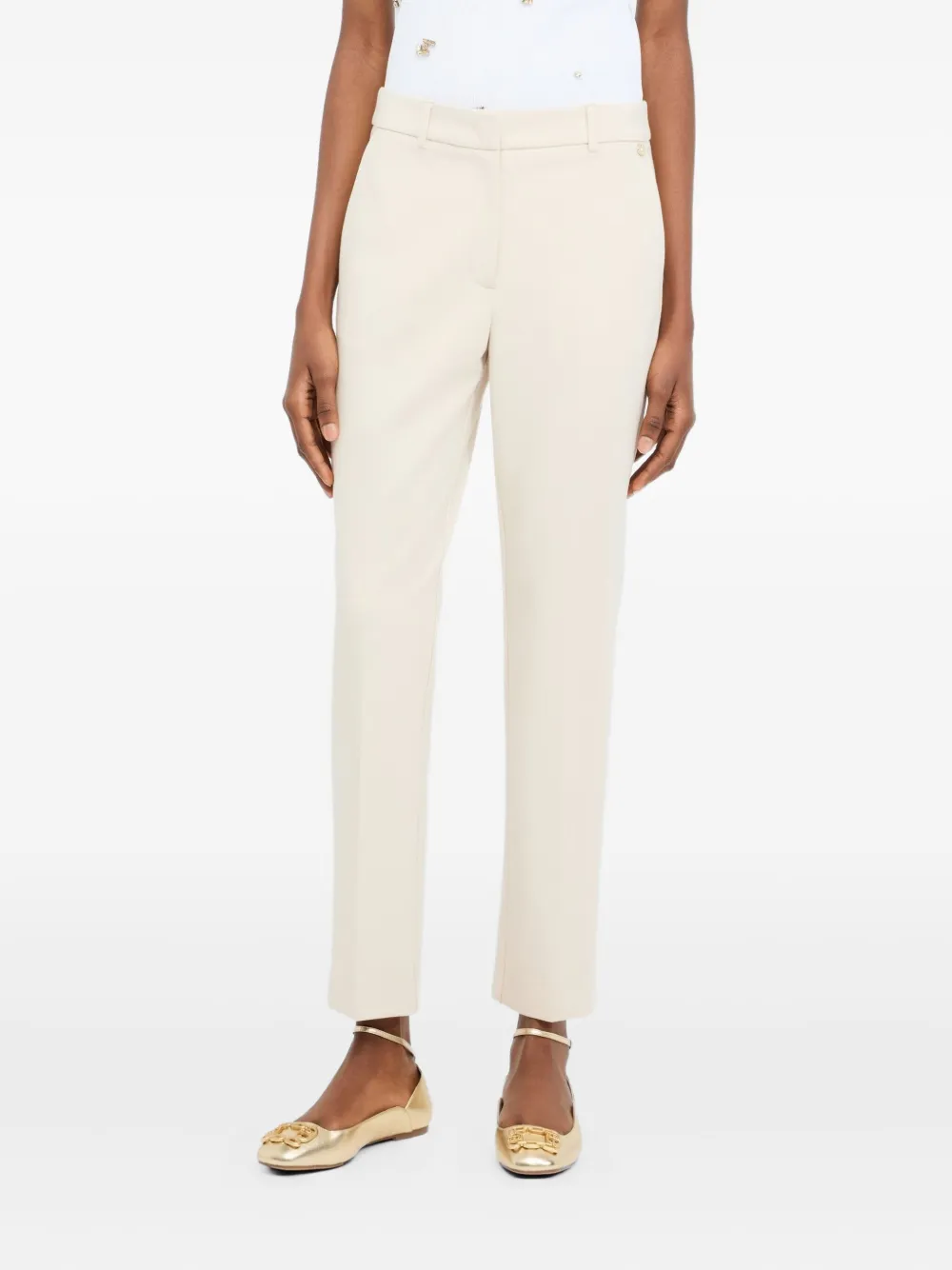 Liu •jo Cigarette Trousers In Neutral