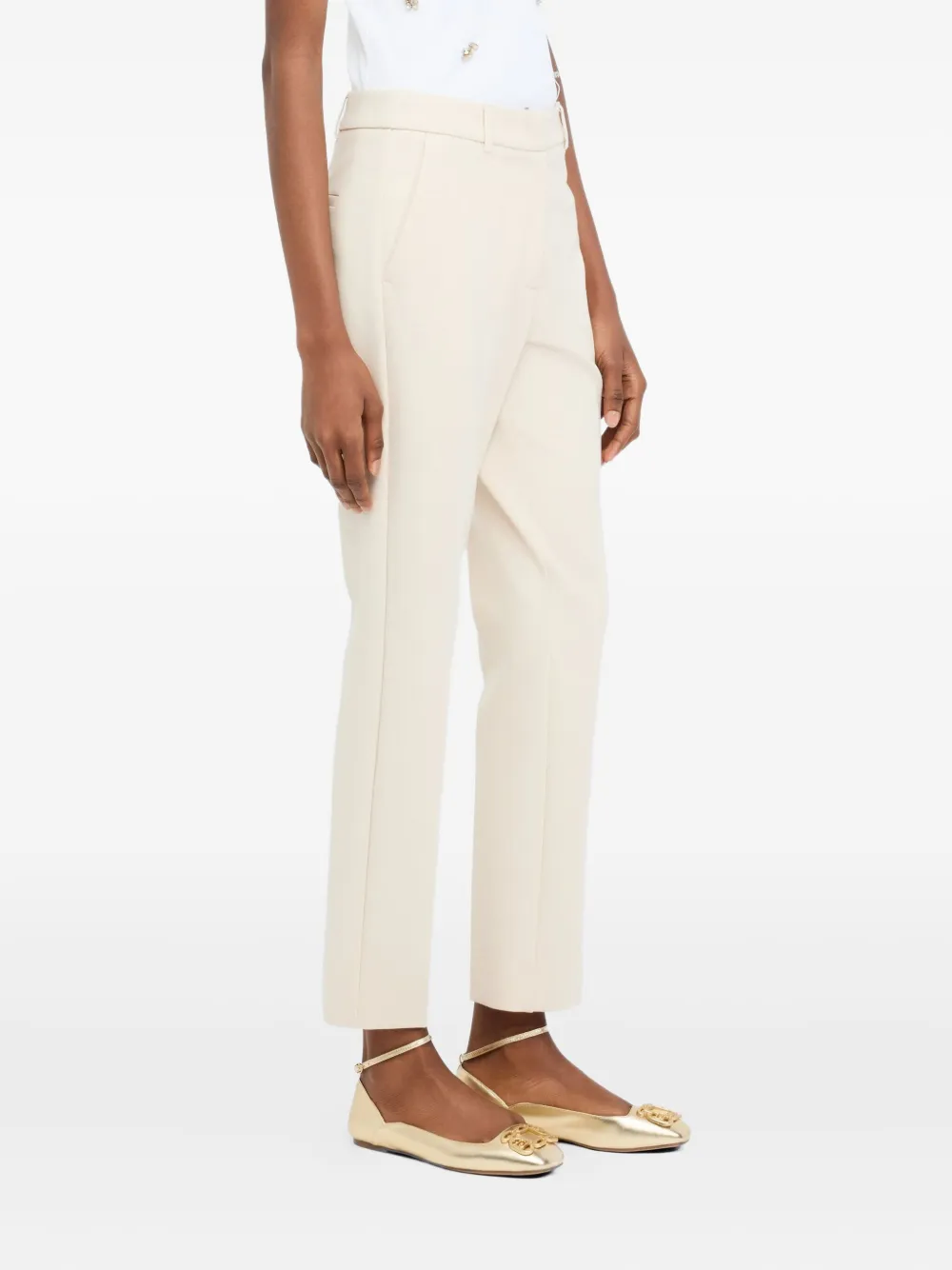 Liu •jo Cigarette Trousers In Neutral