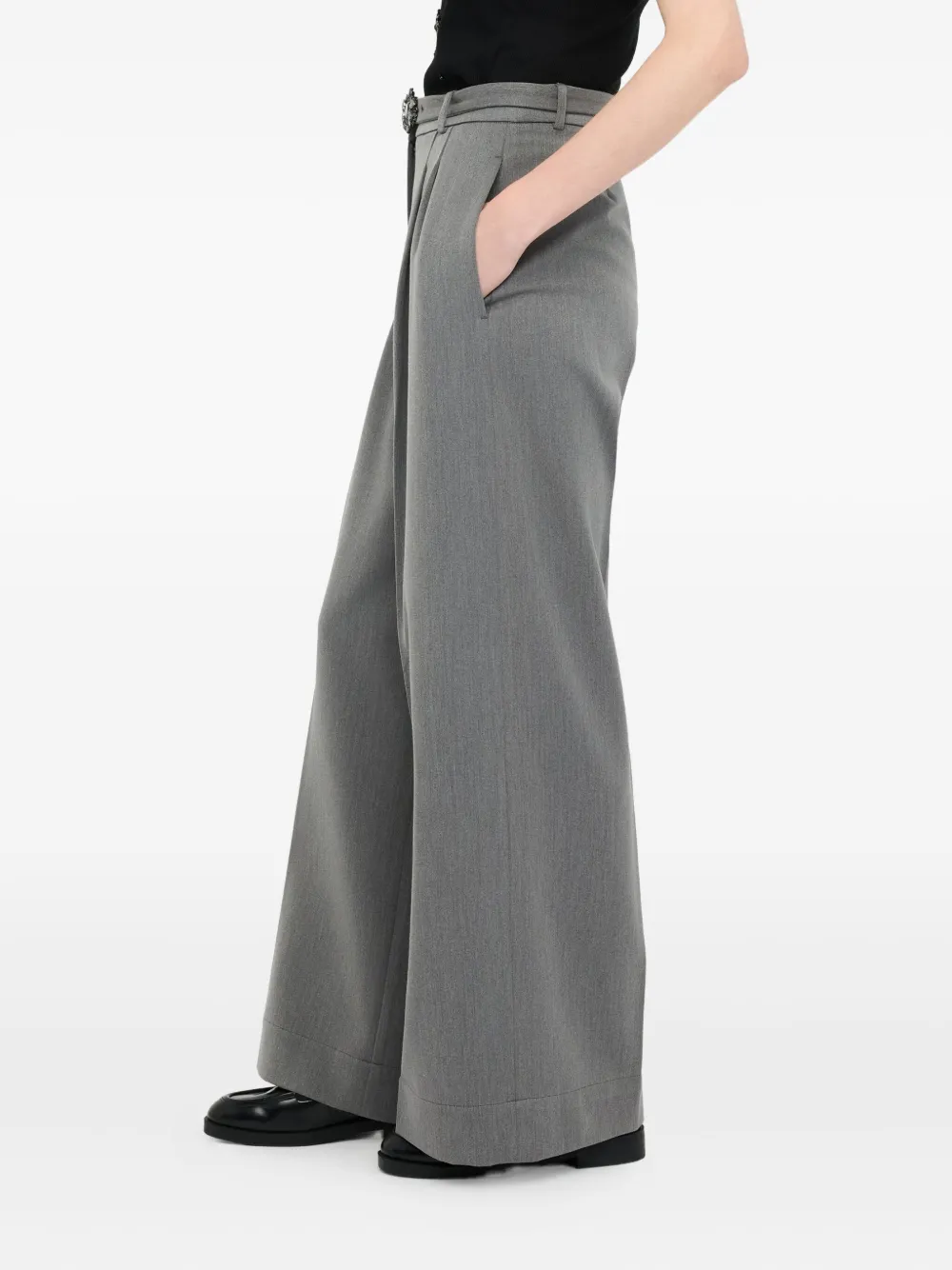 Liu •jo Palazzo Trousers With Belt In Gray