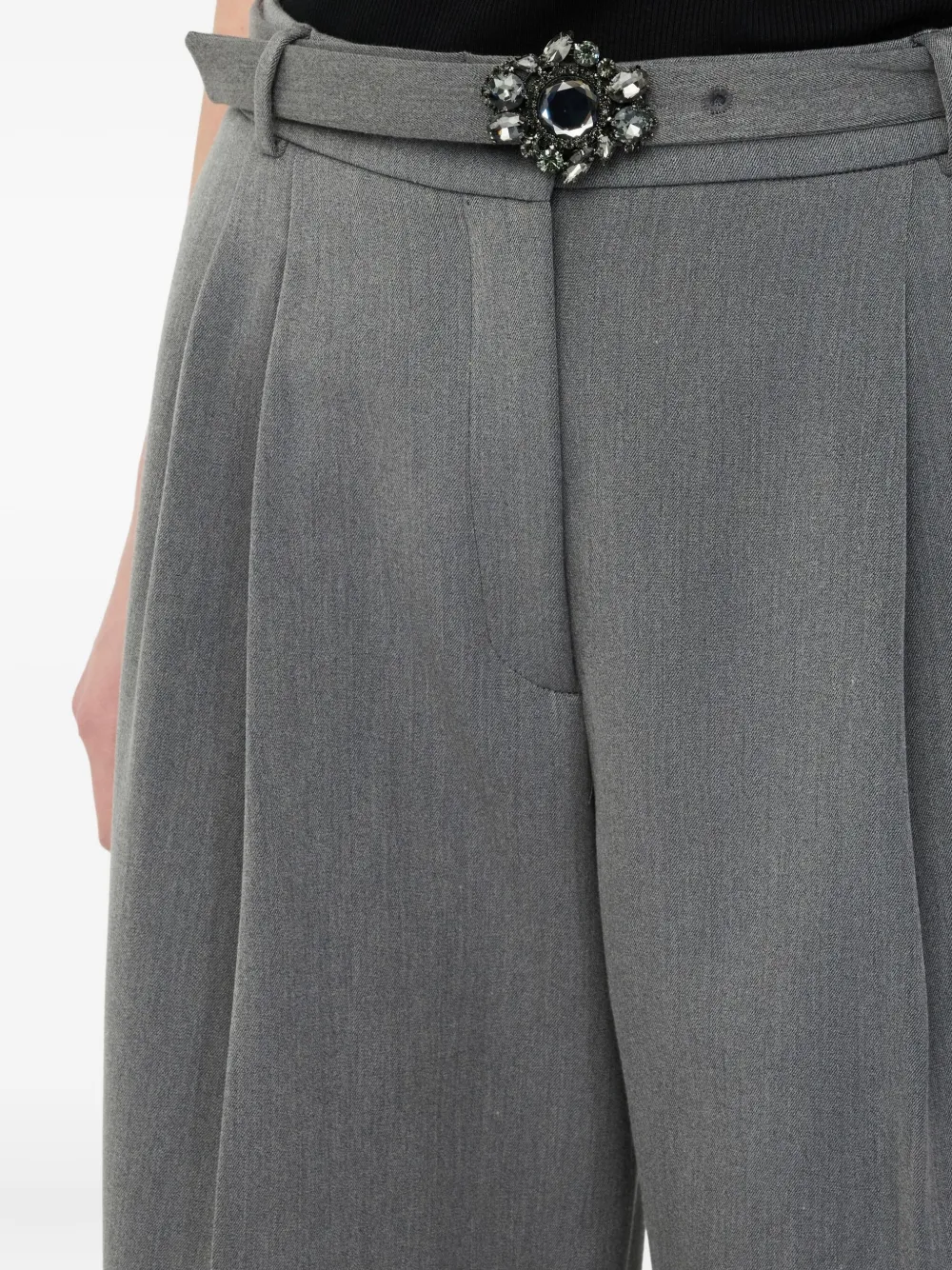 Liu •jo Palazzo Trousers With Belt In Gray