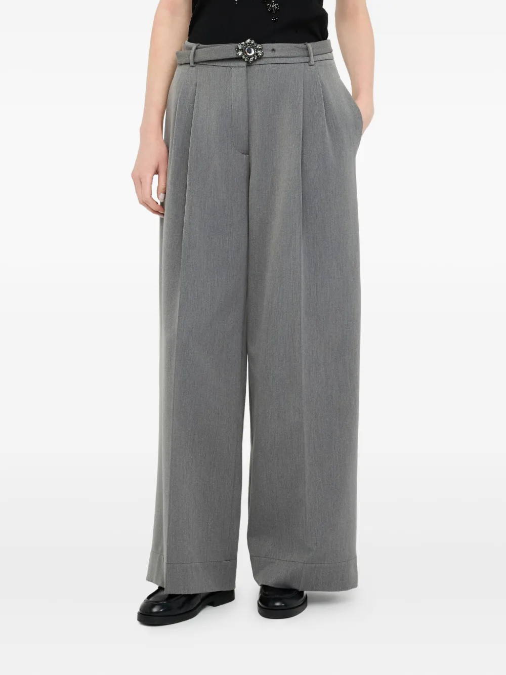 Liu •jo Palazzo Trousers With Belt In Gray