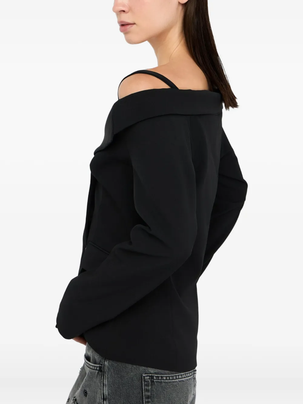 Liu •jo Off-the-shoulder Jacket In Black