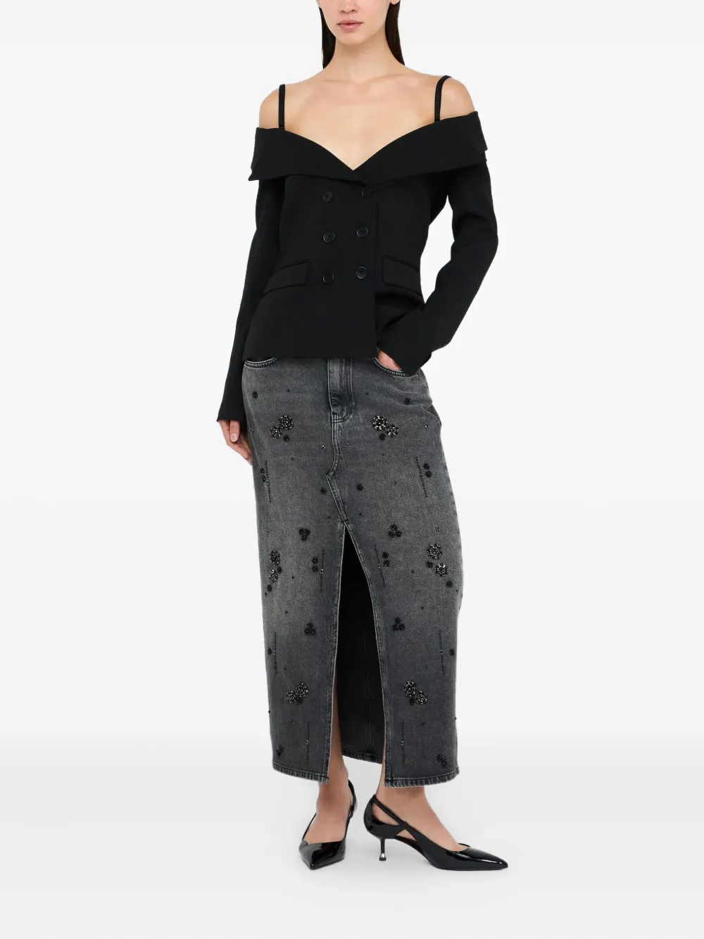 LIU JO Off-shoulder top verfraaid met knopen - Zwart