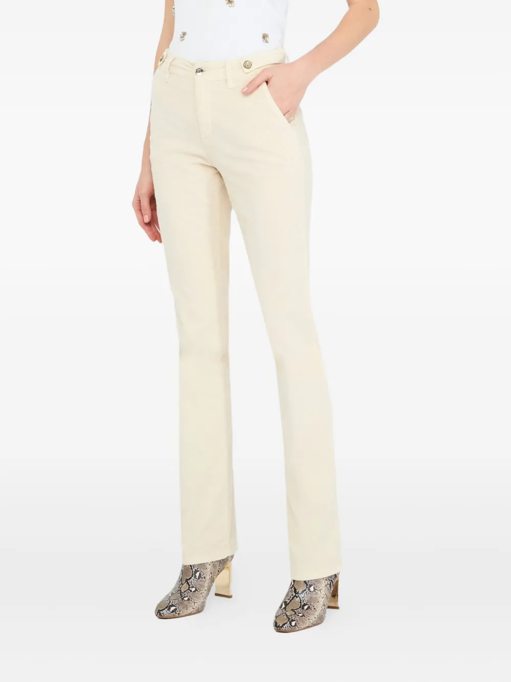 Liu •jo Velvet Bootcut Trousers In Neutral