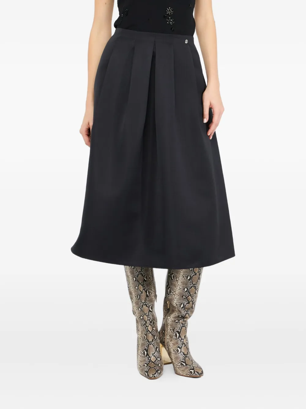 Liu •jo Taffeta Midi Skirt In Black