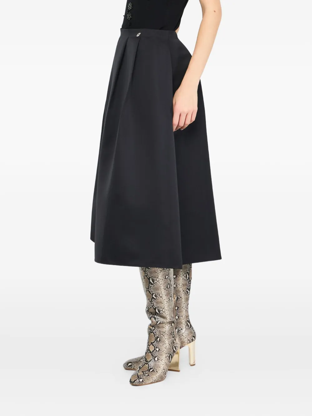 Liu •jo Taffeta Midi Skirt In Black