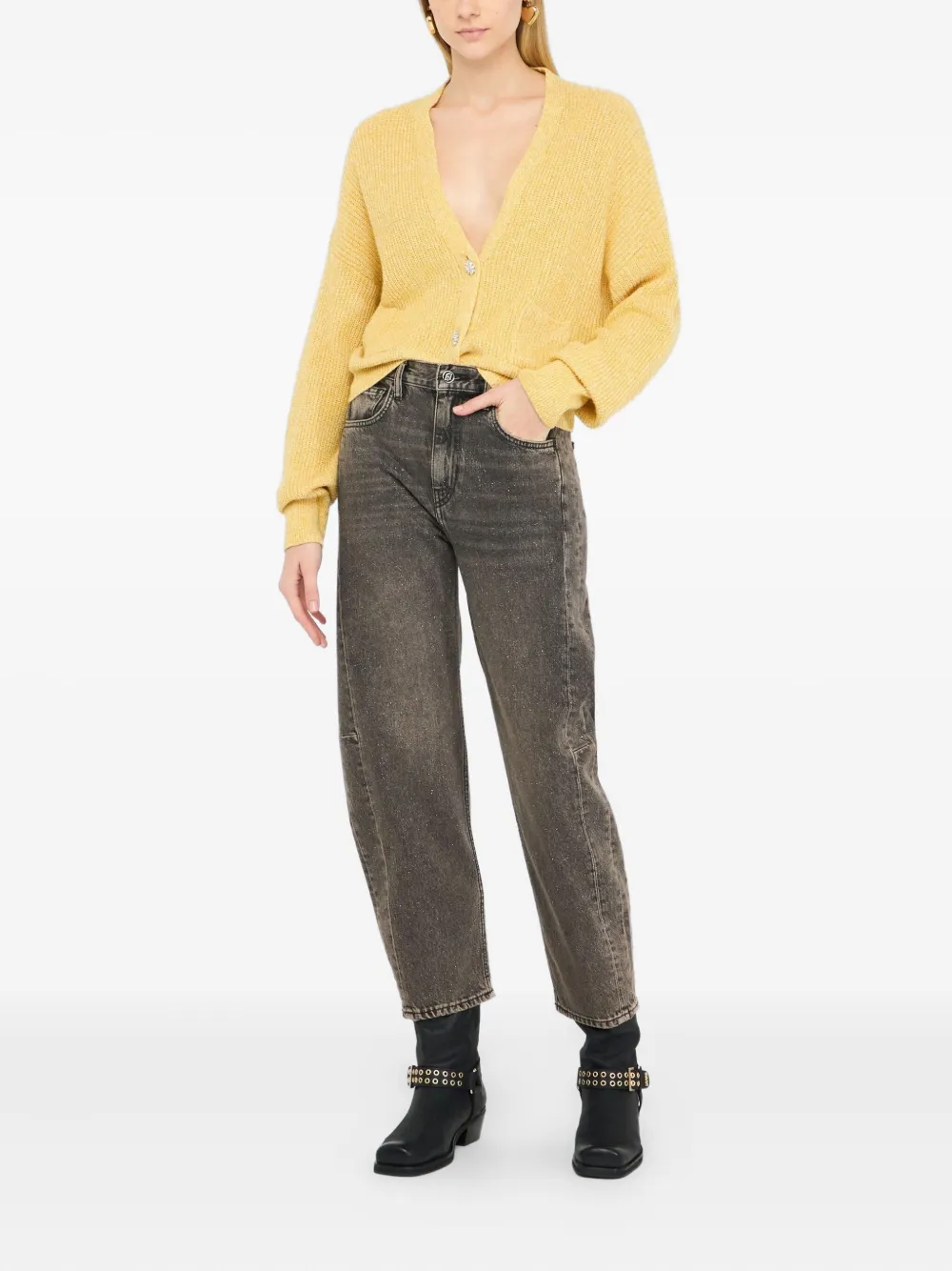 LIU JO stonewash logo-patch jeans - Bruin