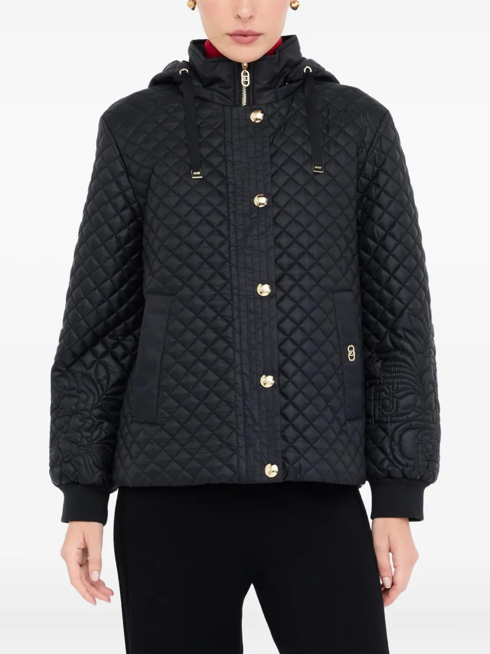 Liu •jo Quilted Nylon Coat In Black