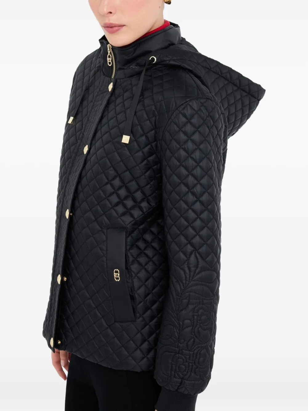 Liu •jo Quilted Nylon Coat In Black