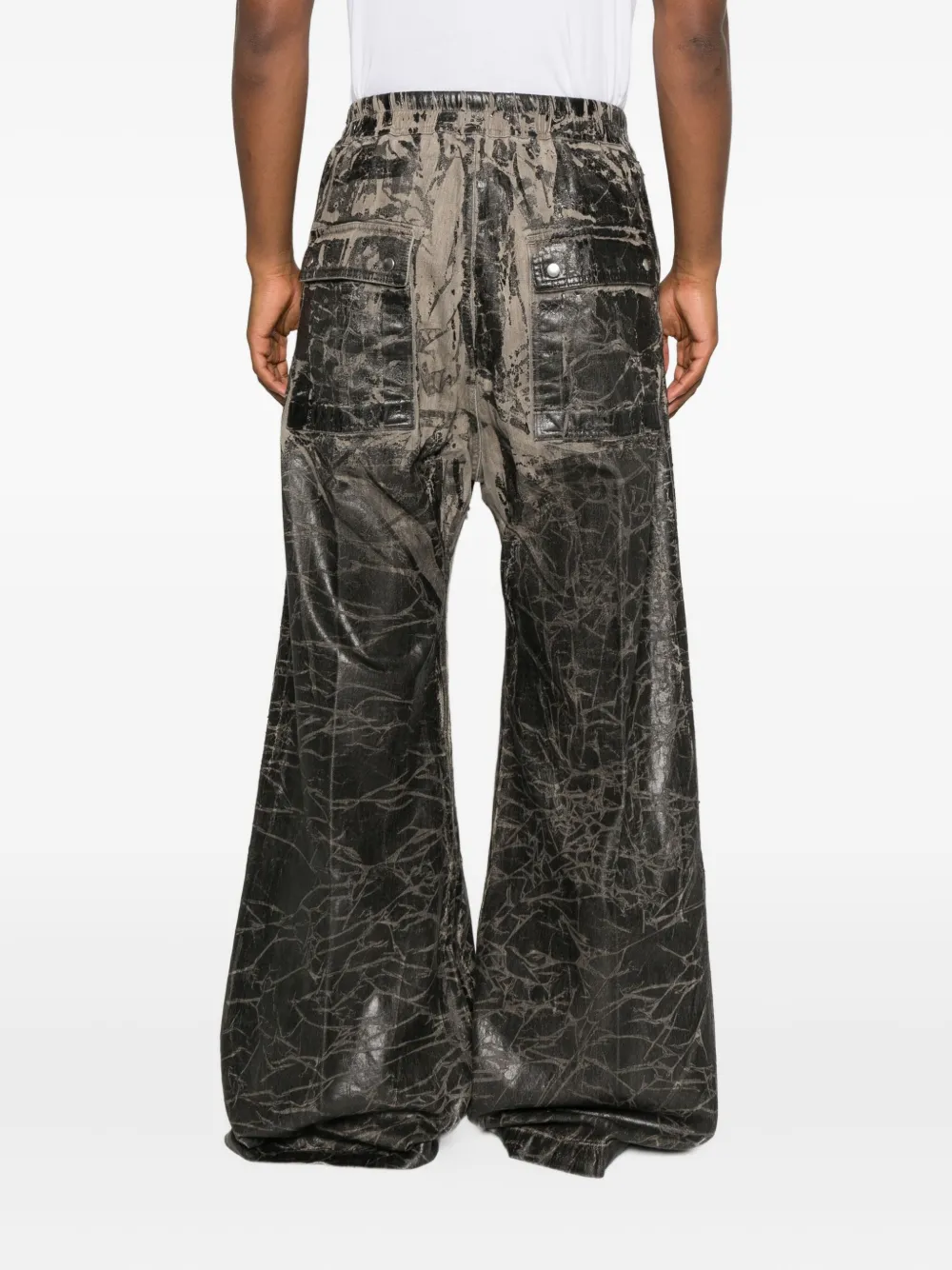 Rick Owens Drkshdw Crackled-effect Zip Trousers In Black