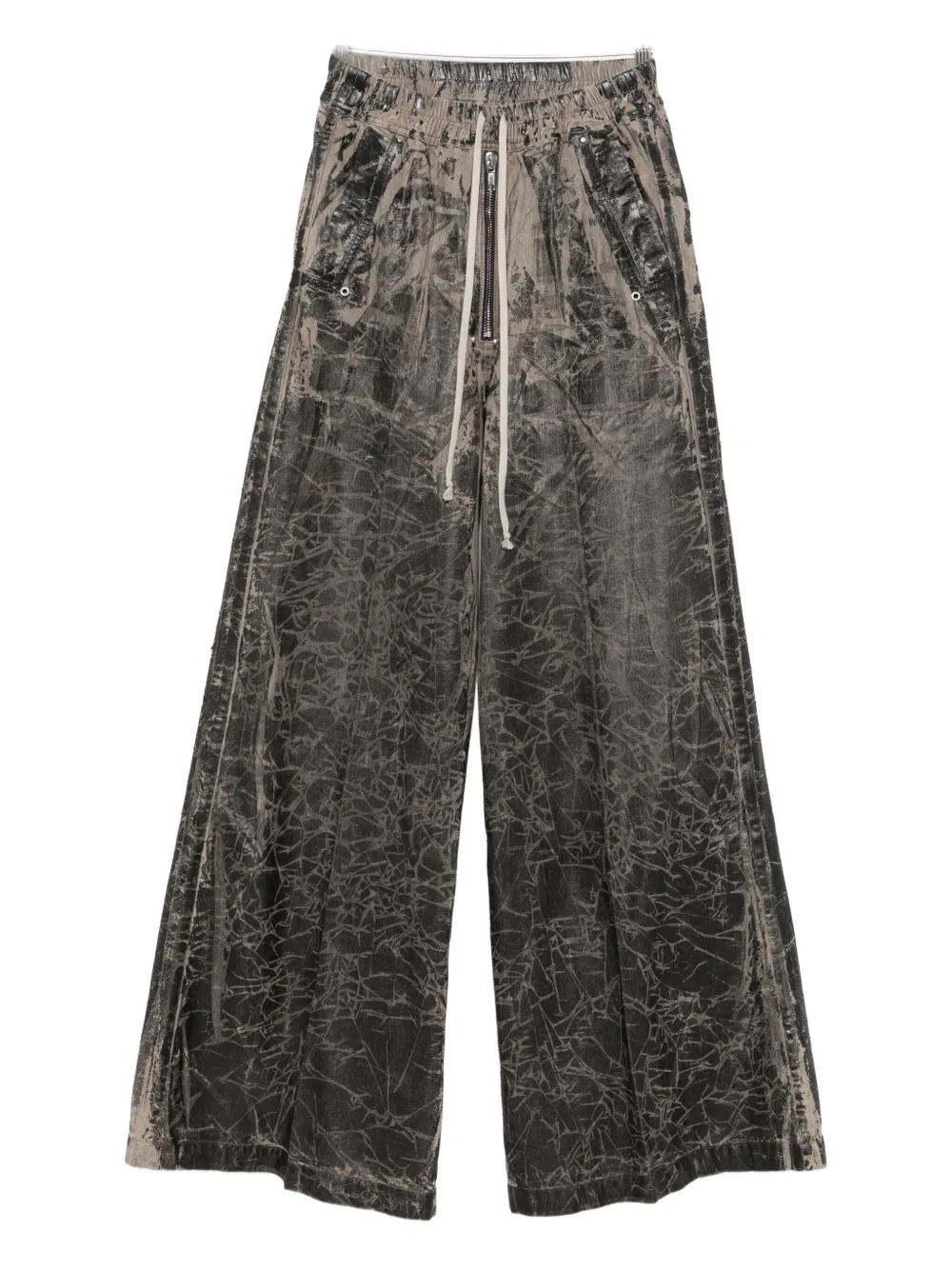 Rick Owens Drkshdw Crackled-effect Zip Trousers In Black
