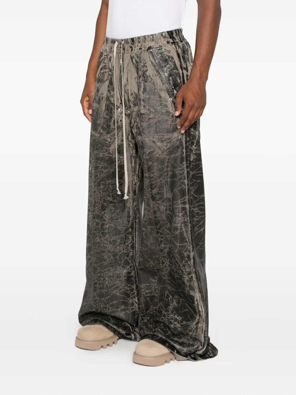 Rick Owens Drkshdw Crackled-effect Zip Trousers In Black