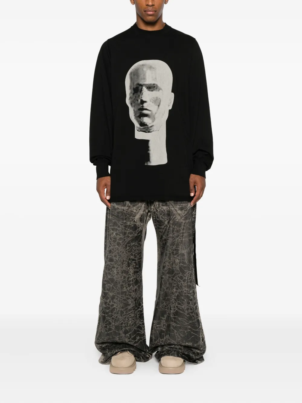 Rick Owens DRKSHDW graphic-print long-sleeve sweater - Zwart