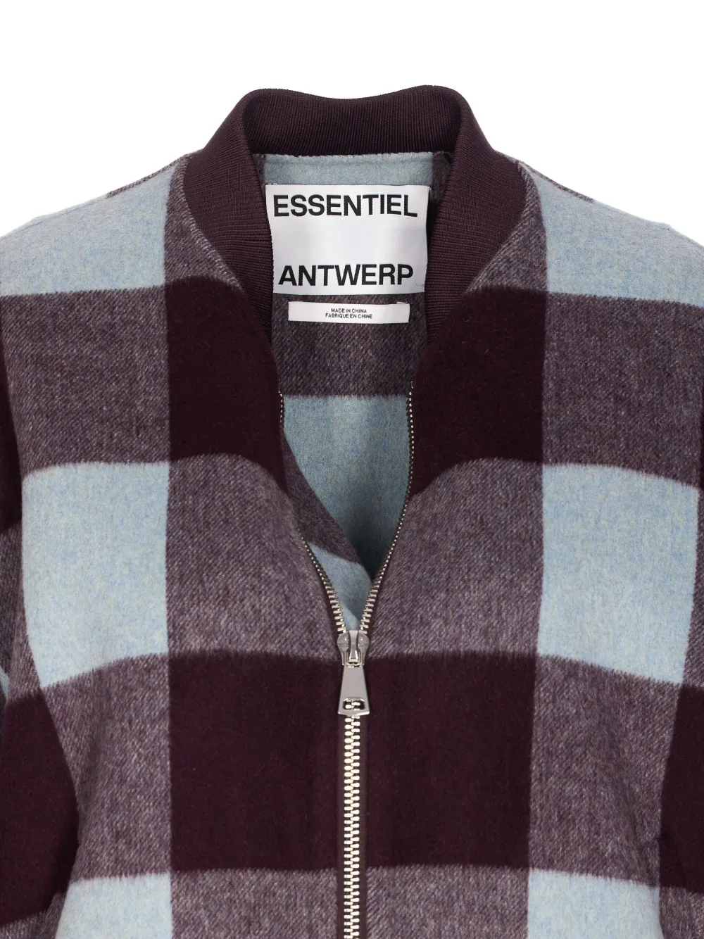 Essentiel Antwerp Check Wool Jacket In Brown