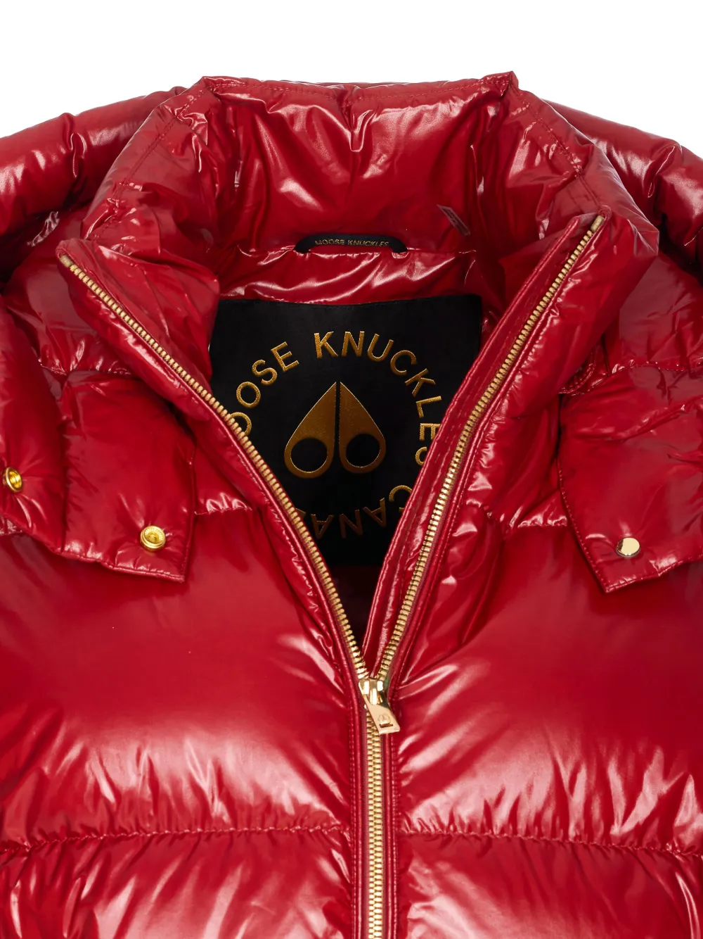 Moose Knuckles Quilted Hooded Jacket Zip Pockets In Red