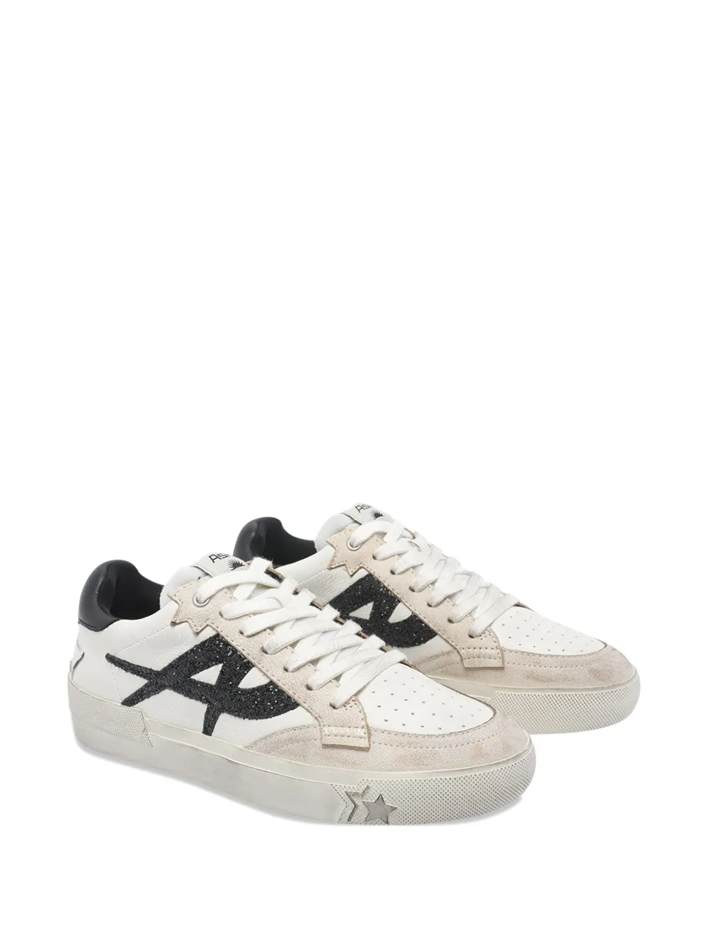 Ash Moonlight glitter-logo leather sneakers - Wit