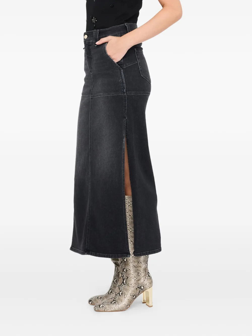 LIU JO Denim rok met zijsplit Zwart