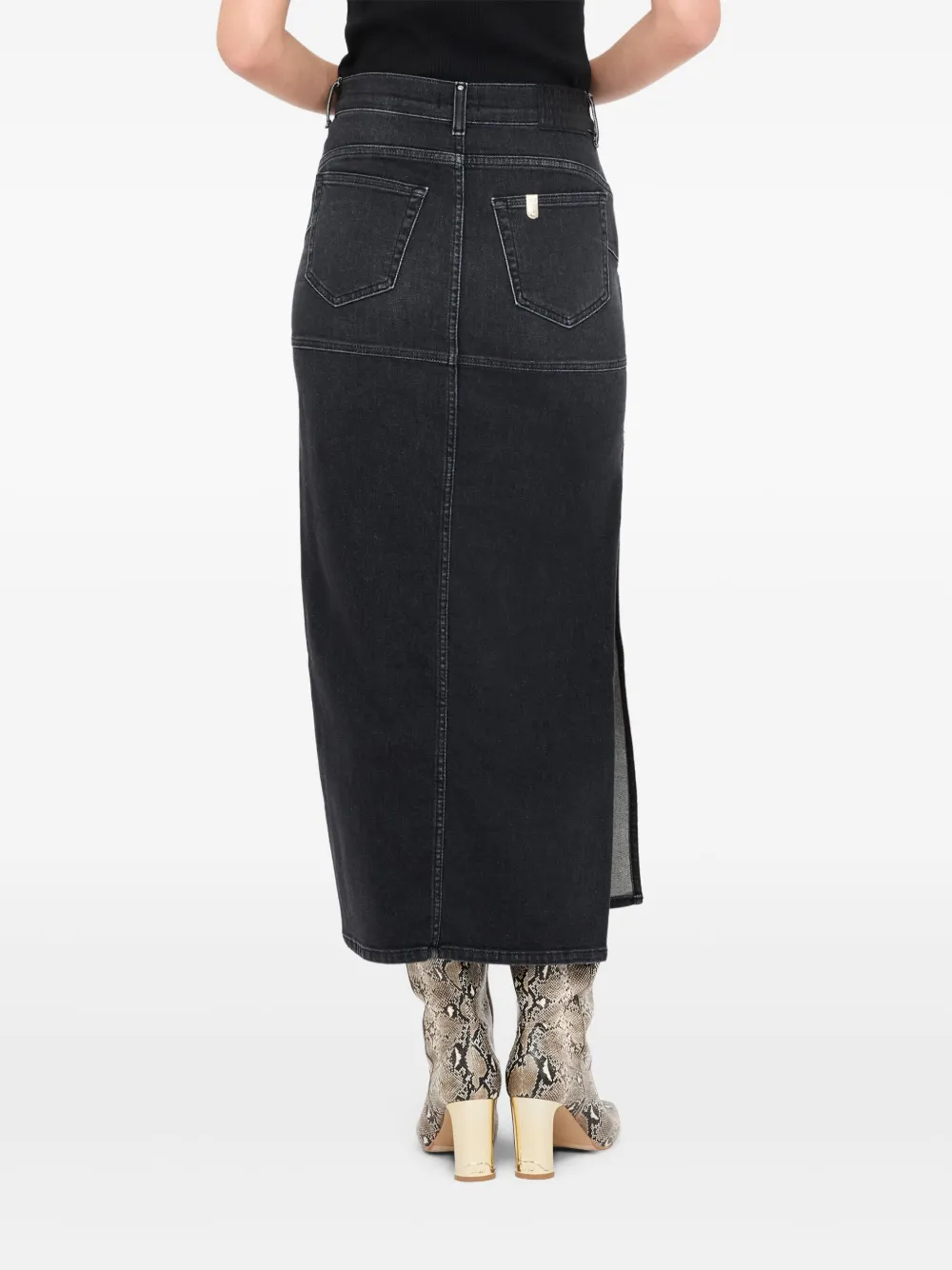 LIU JO Denim rok met zijsplit Zwart