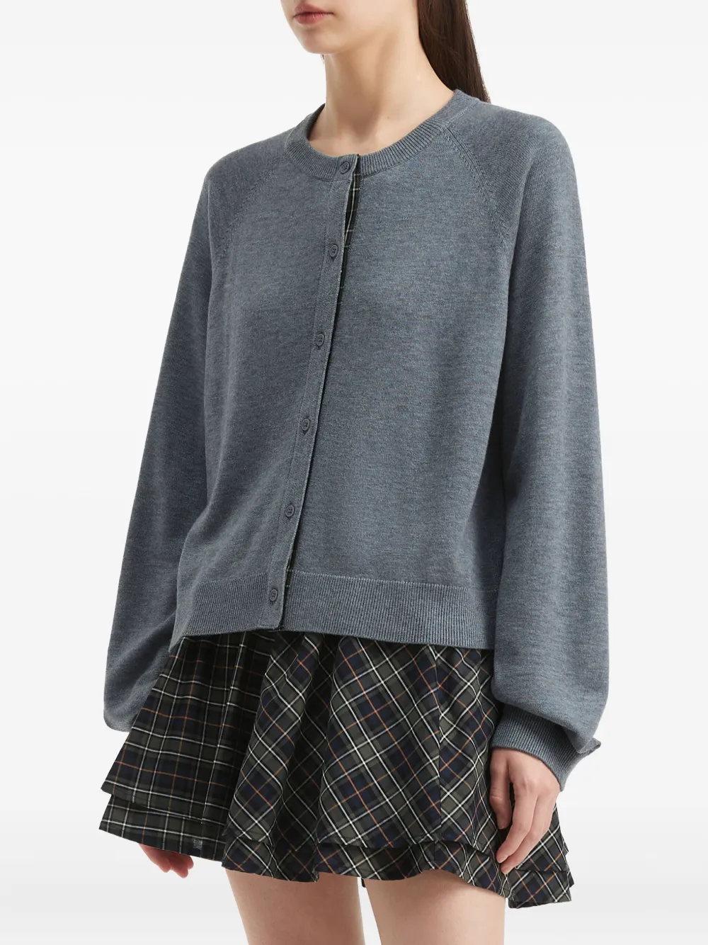 B+ab Cardigan Skirt Set In Gray