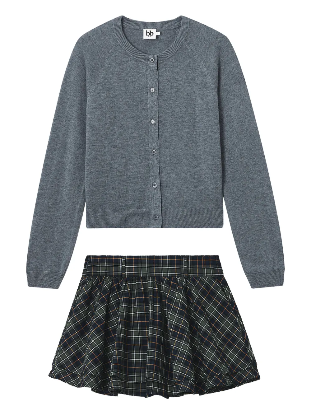 B+ab Cardigan Skirt Set In Gray
