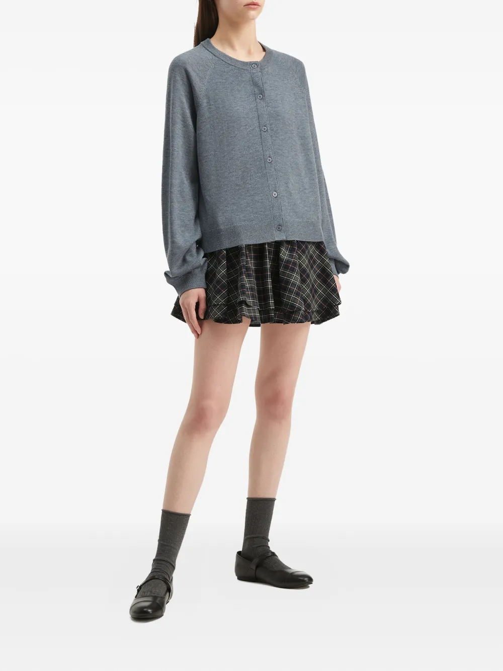 B+ab Cardigan Skirt Set In Gray