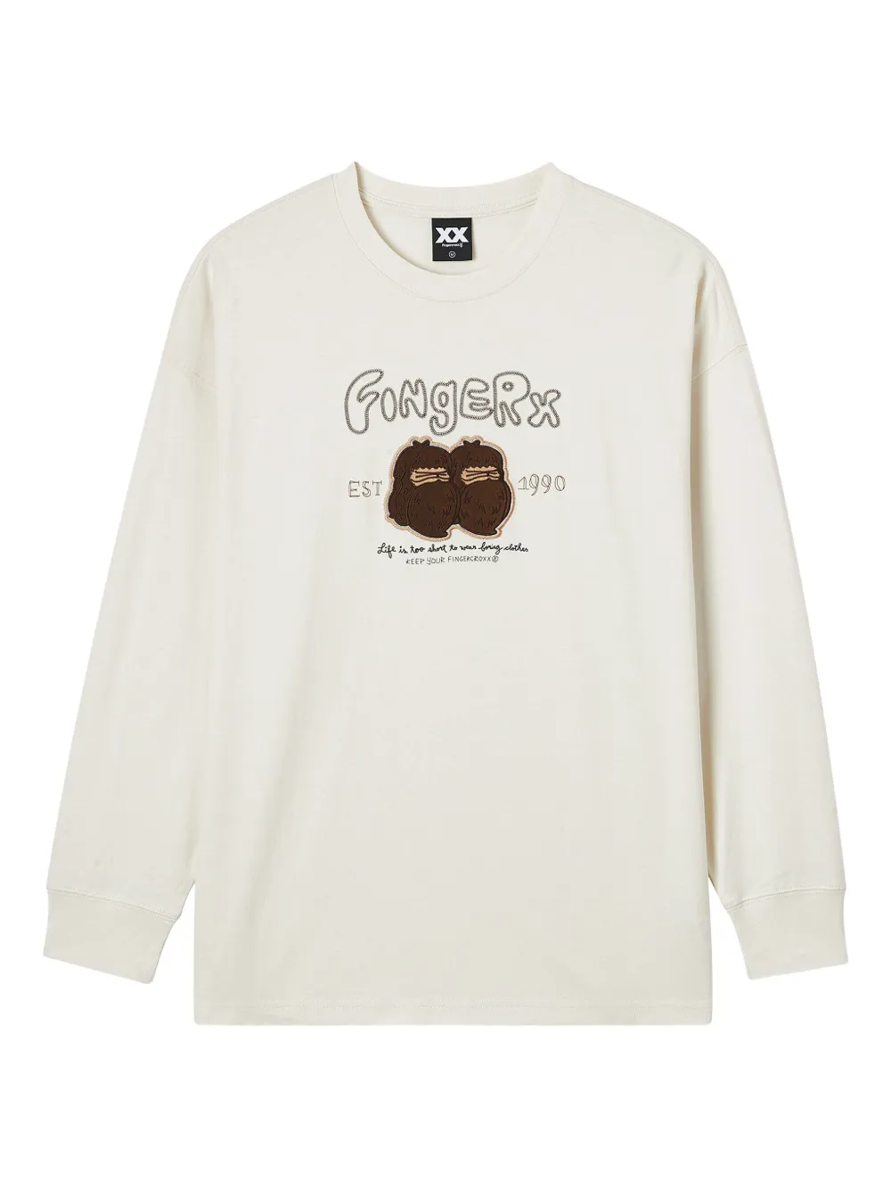 Fingercroxx Embroidered-logo Long-sleeve T-shirt In White